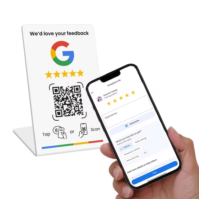 Display de mesa para avaliações Google