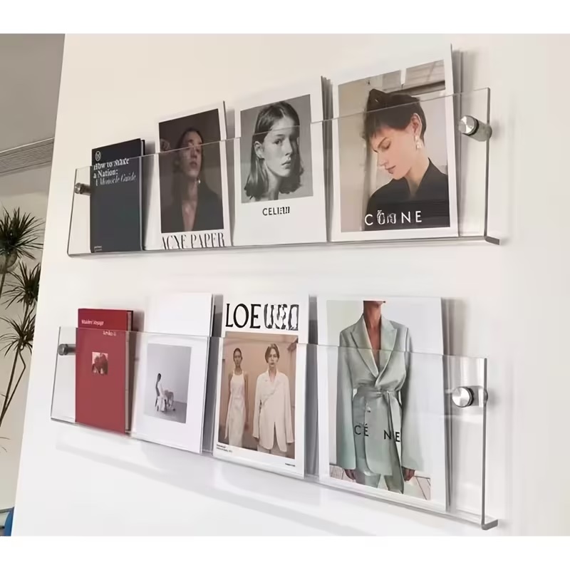 Porta-revistas de parede em acrílico